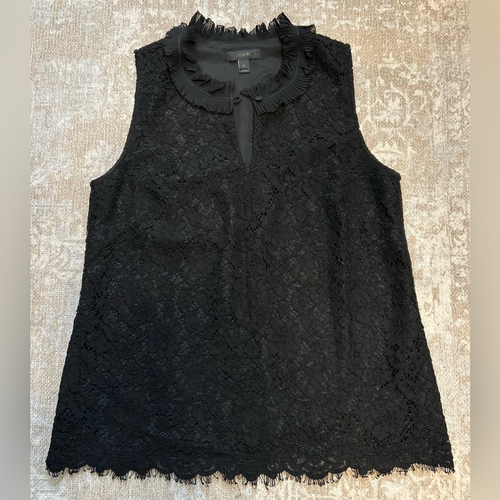 8, J. Crew Black Lace Sleeveless Blouse